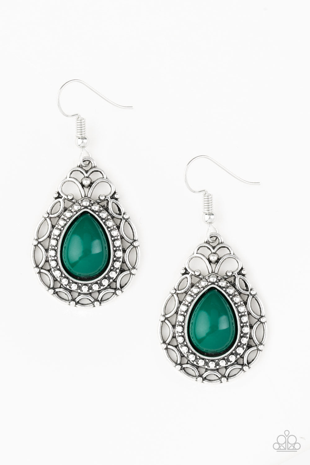 Flirty Finesse - Green Paparazzi Earrings