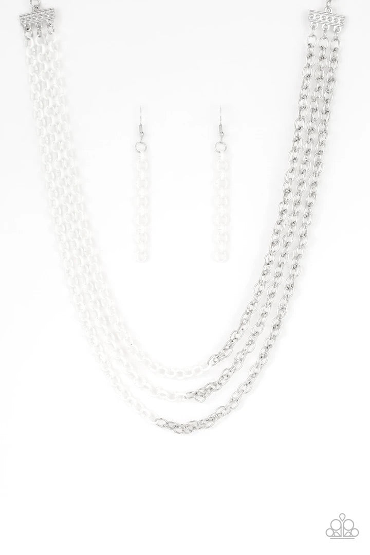 Turn Up The Volume - White Paparazzi Necklace