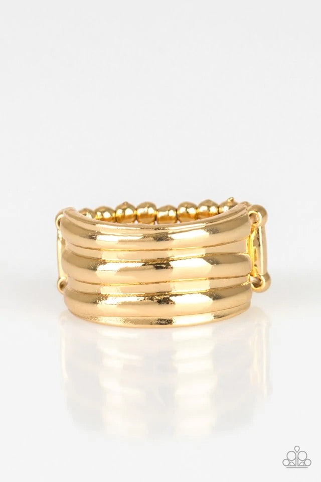 Rough Around the Edges Gold Paparazzi Ring