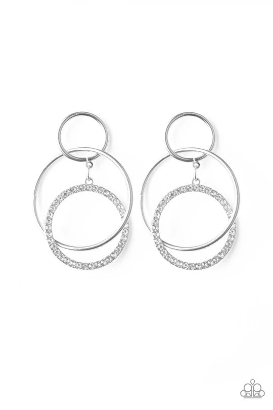 Metro Bliss - White Paparazzi Earrings - Life of the Party Exclusive - January 2020