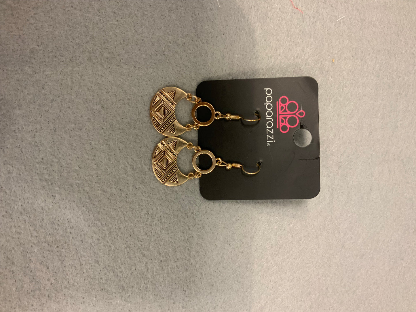 Gold basket Aztec earrings