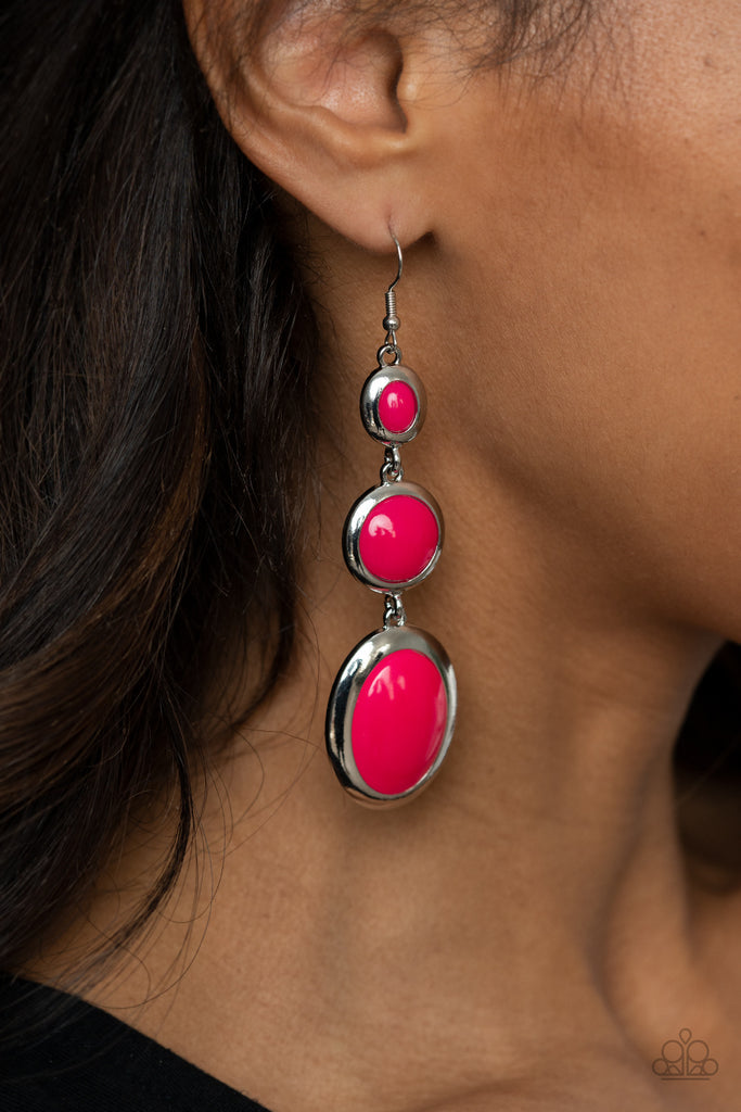Retro Reality - Pink Paparazzi Earraings