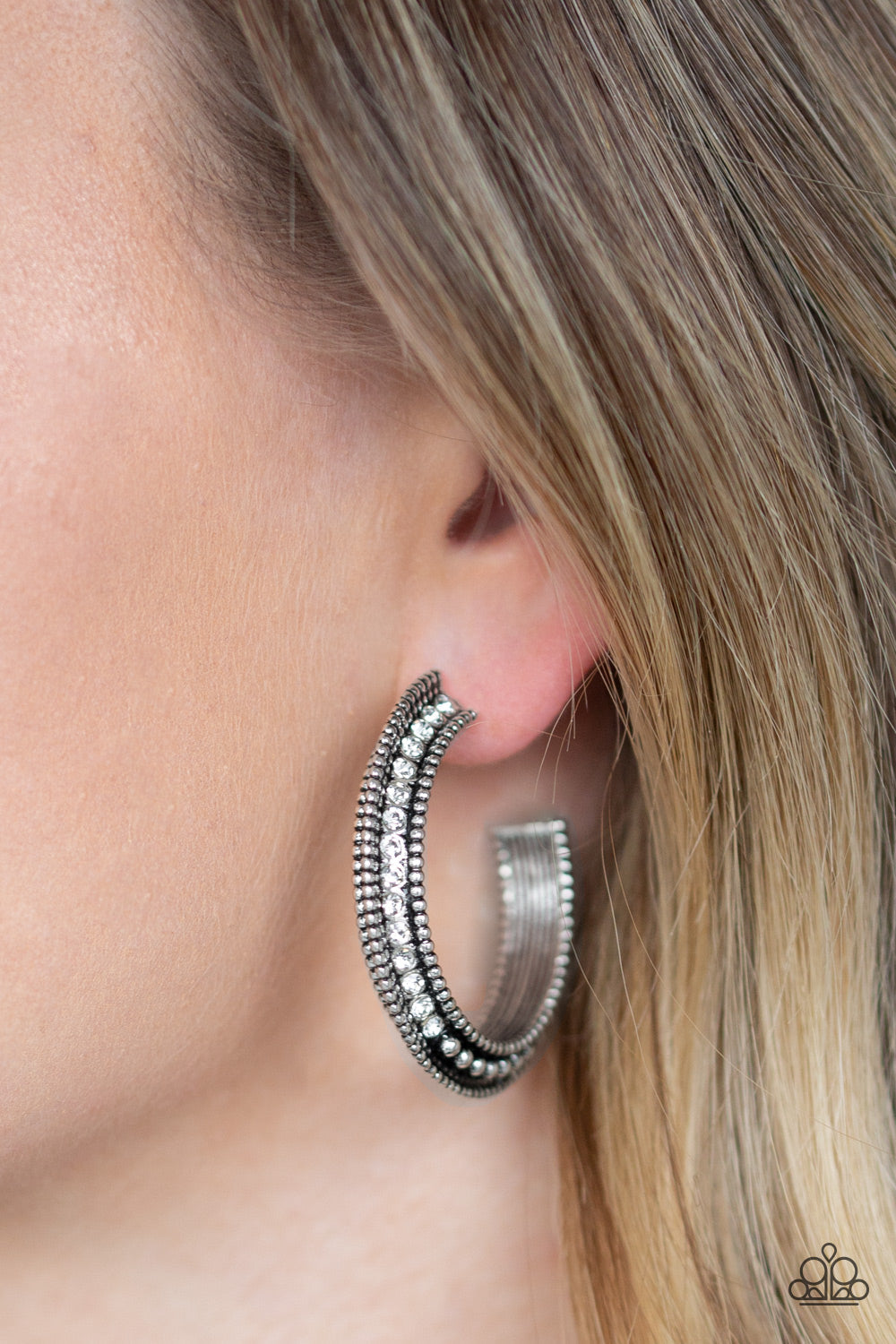 Retro Reverberation - White Paparazzi Earrings
