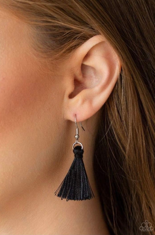 Triple the Tassel Black Paparazzi Necklace