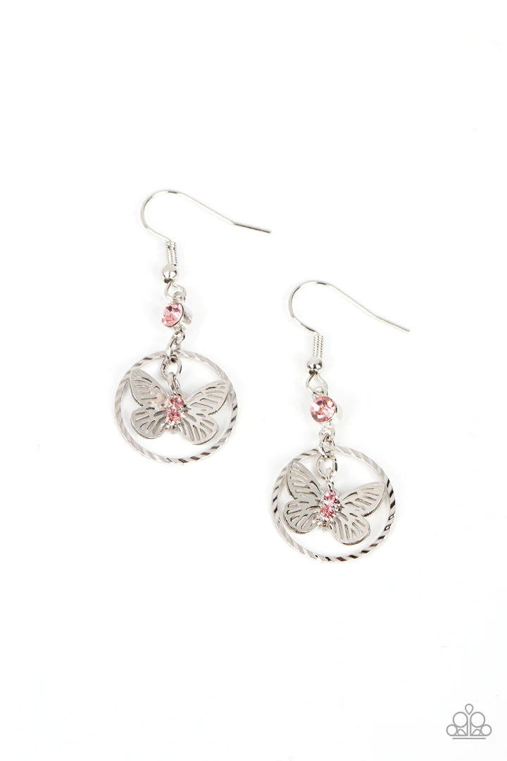 Fabulous Flutter Pink Paparazzi Earrings