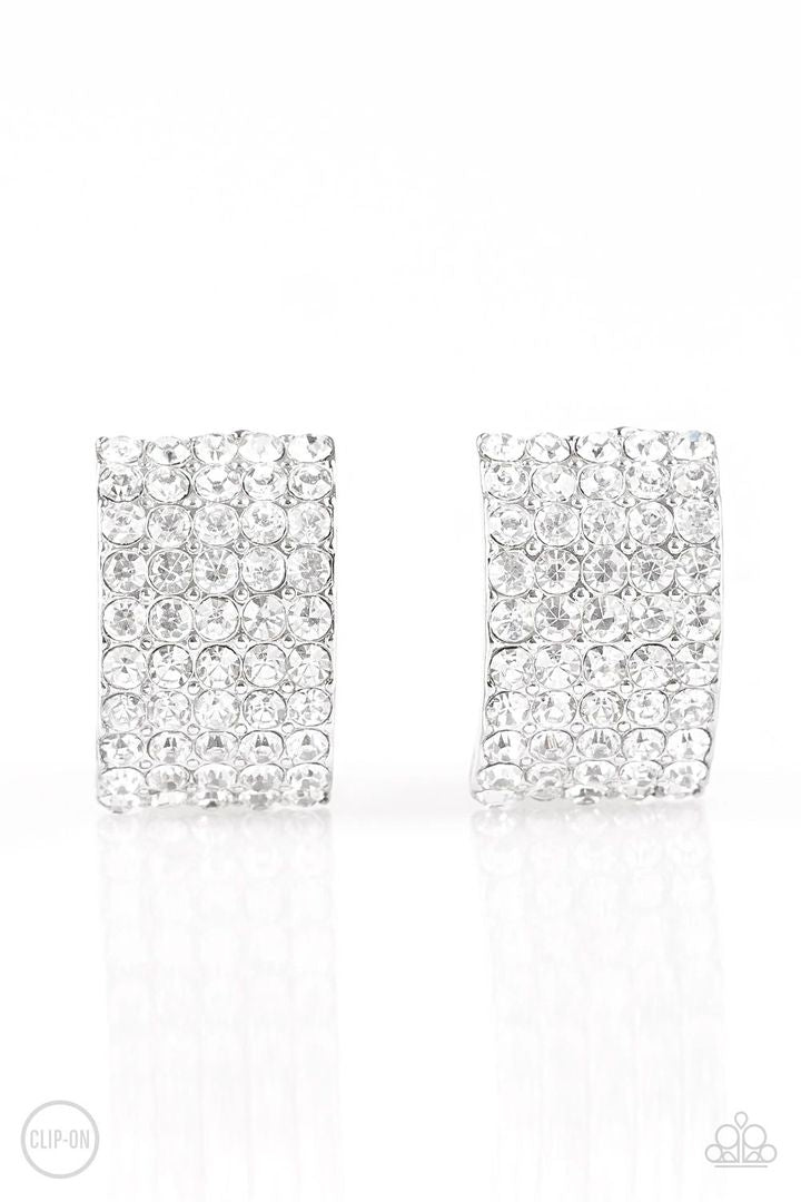 HOLLYWOOD HOTSHOT CLIP-ON - WHITE PAPARAZZI Earrings