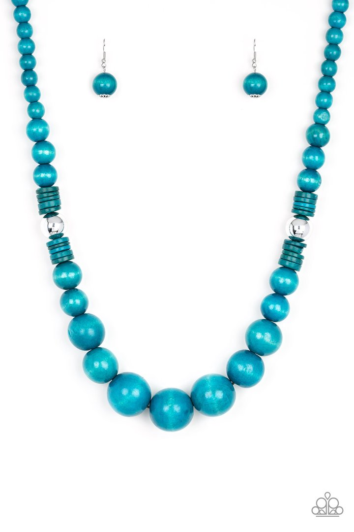 Panama Panorama - Blue Wooden Paparazzi Necklace