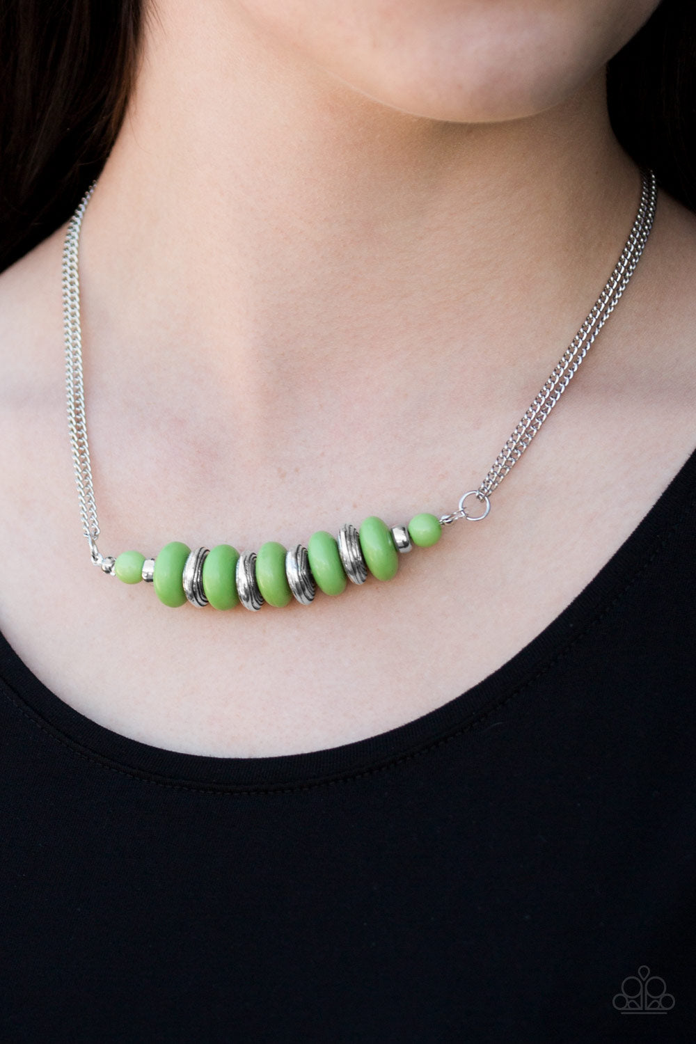 On Mountain Time Green Paparazzi Necklace