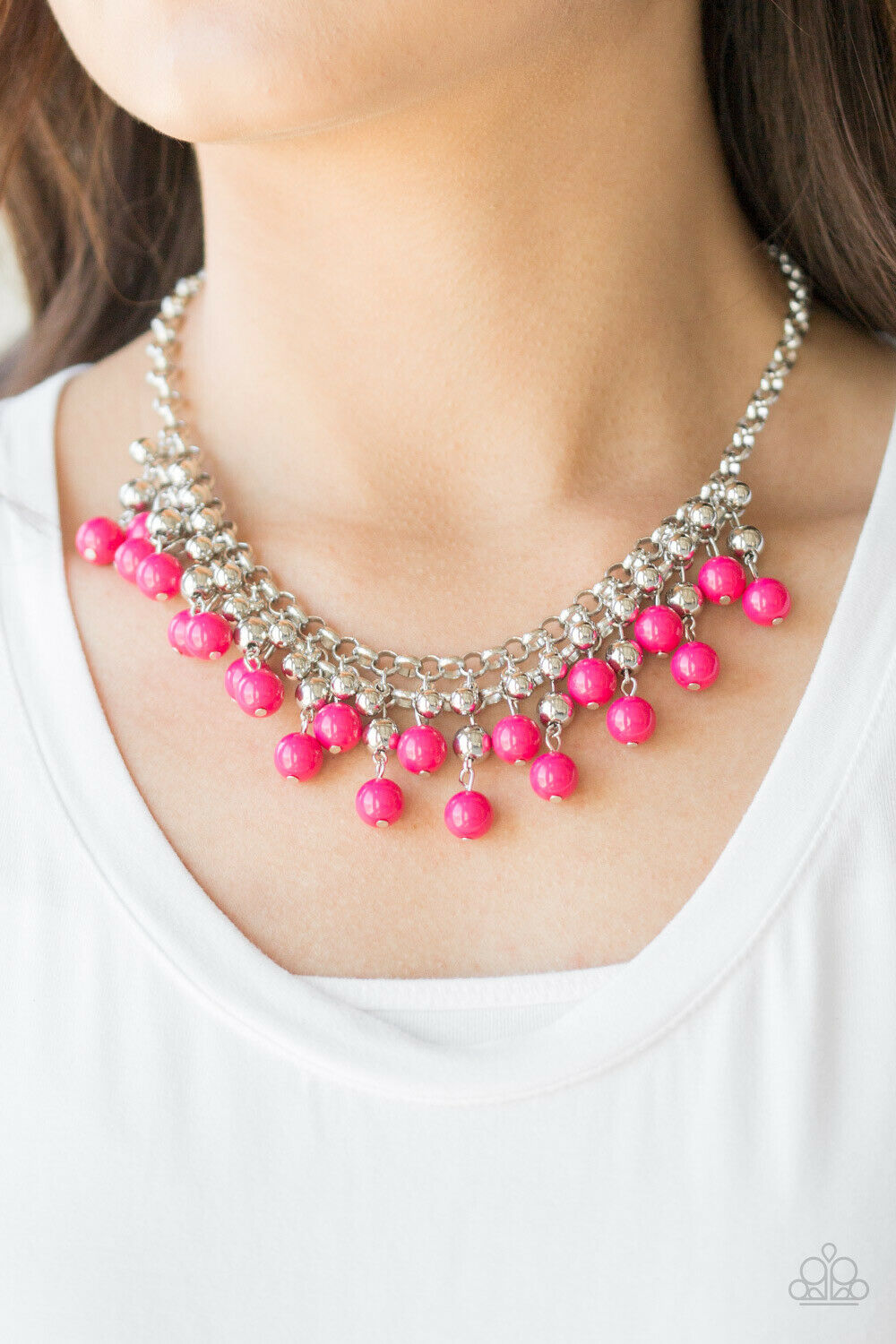 Friday Night Fringe Pink Paparazzi Necklace