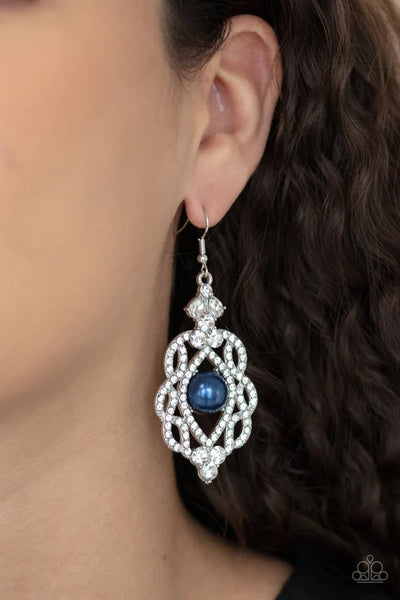 Rhinestone Renaissance Blue Earrings