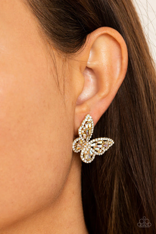 Smooth Like FLUTTER Gold Paparazzi Earrings
