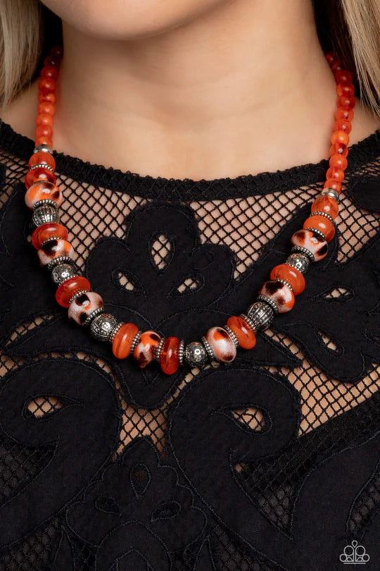 Warped Whimsicality Orange Paparazzi Necklace