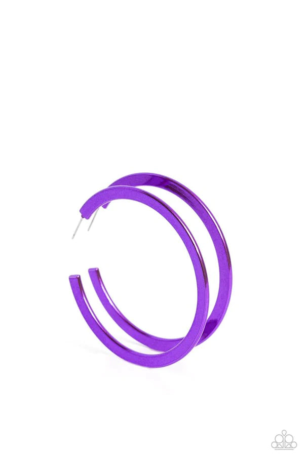 Pop HOOP Purple Paparazzi Hoop Earrings