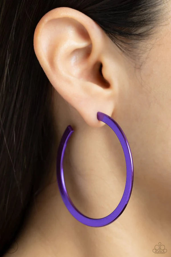 Pop HOOP Purple Paparazzi Hoop Earrings