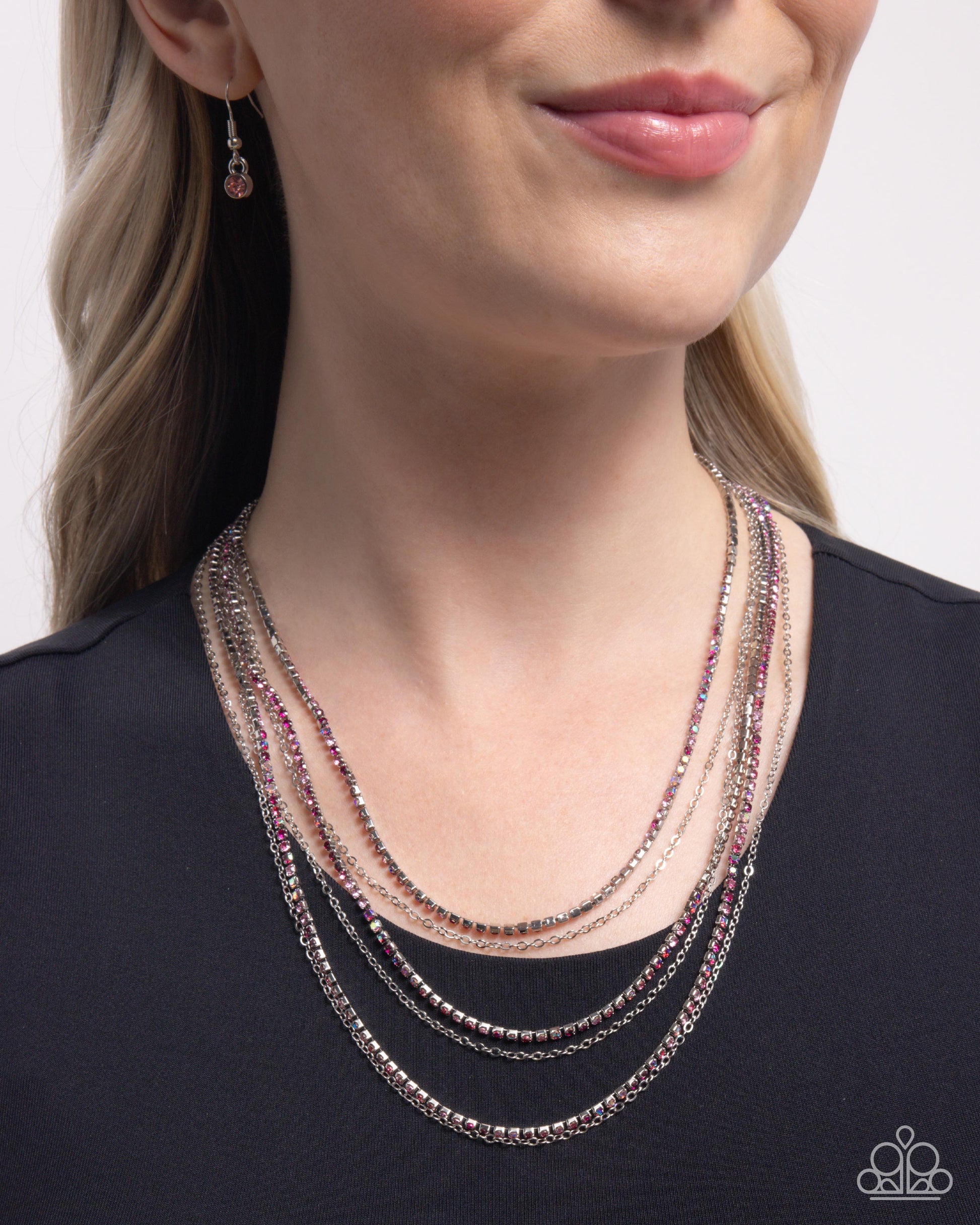 Pronged Purpose - Pink Necklace