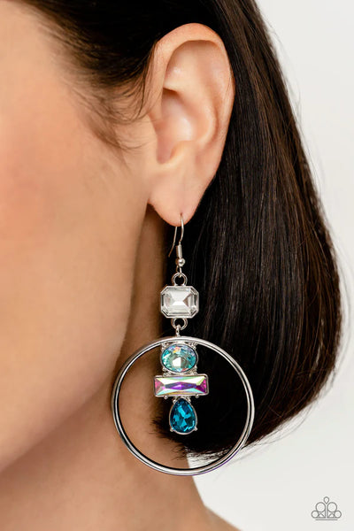 Geometric Glam Blue Earrings
