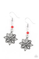 Cactus Blossom - Red Paparazzi Earrings