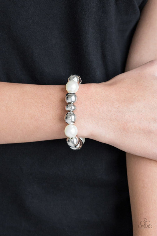 Upper Manhattan - White Paparazzi Bracelet