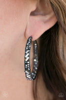 GLITZY By Association - Black Blockbuster Paparazzi Hoop Earrings