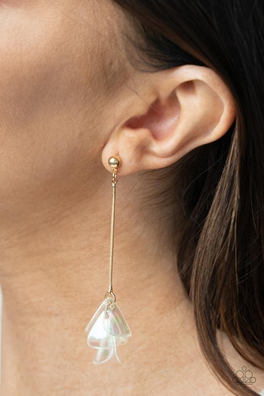 Keep Them in Suspense - Gold Post Paparazzi Earrings