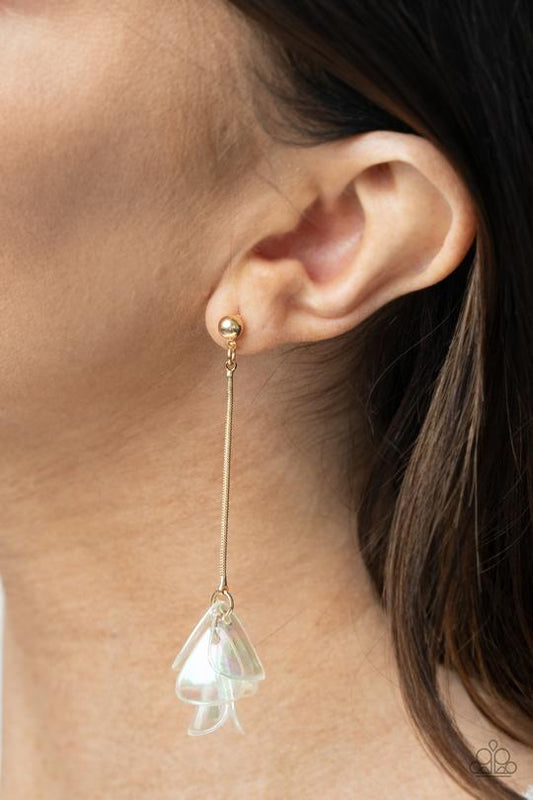 Keep Them in Suspense - Gold Post Paparazzi Earrings