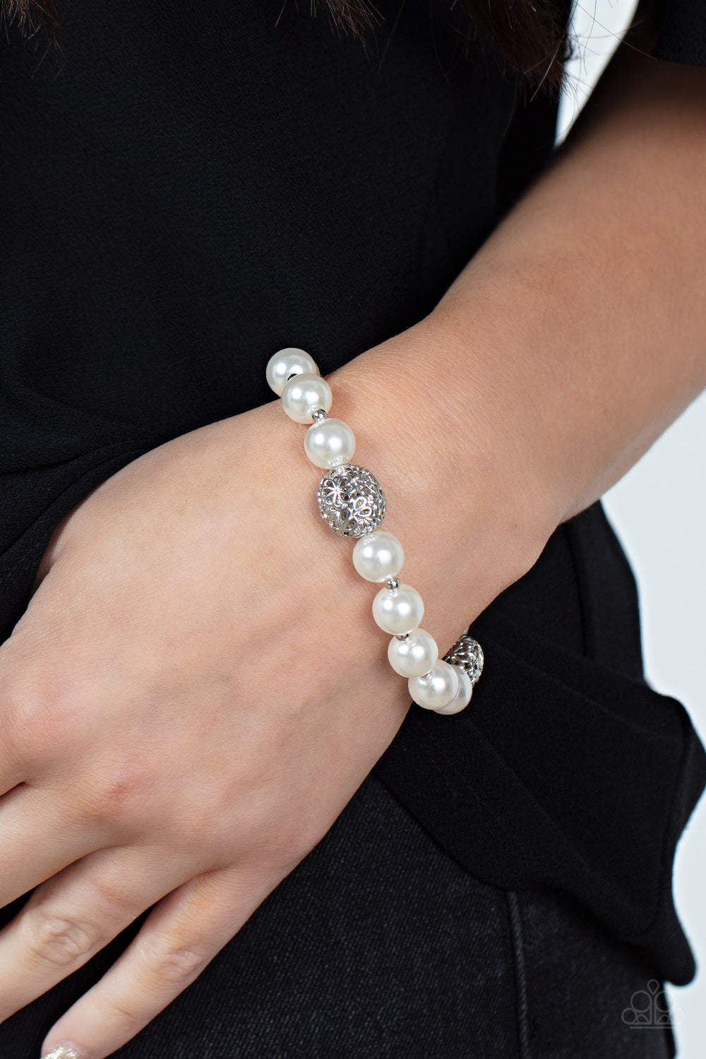 Upscale Whimsy - White Paparazzi Bracelet