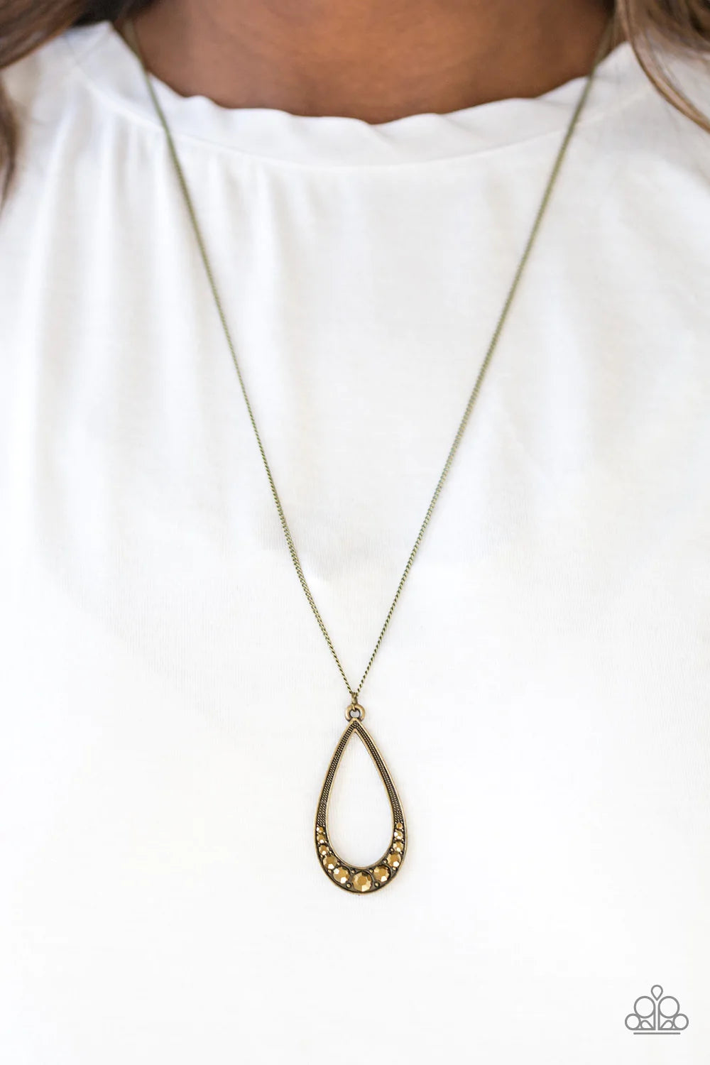 Teardrop Tease Brass Paparazzi Necklace