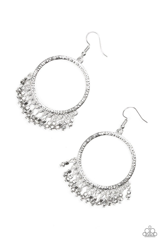 Tambourine Tango - Silver Paparazzi Earrings