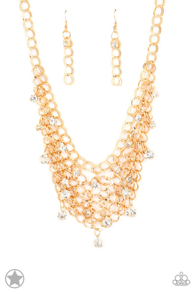 Fishing for Compliments - Gold Paparazzi Blockbuster Necklace