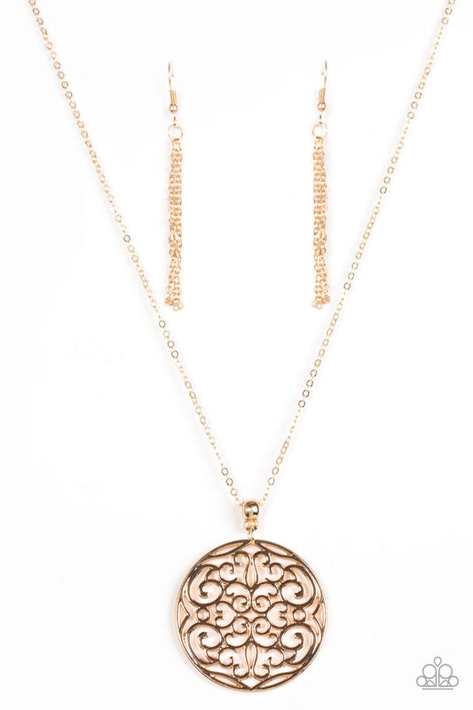 All About Me-Dallion Gold Paparazzi Necklace
