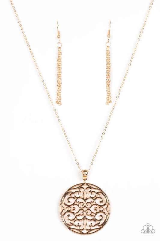All About Me-Dallion Gold Paparazzi Necklace