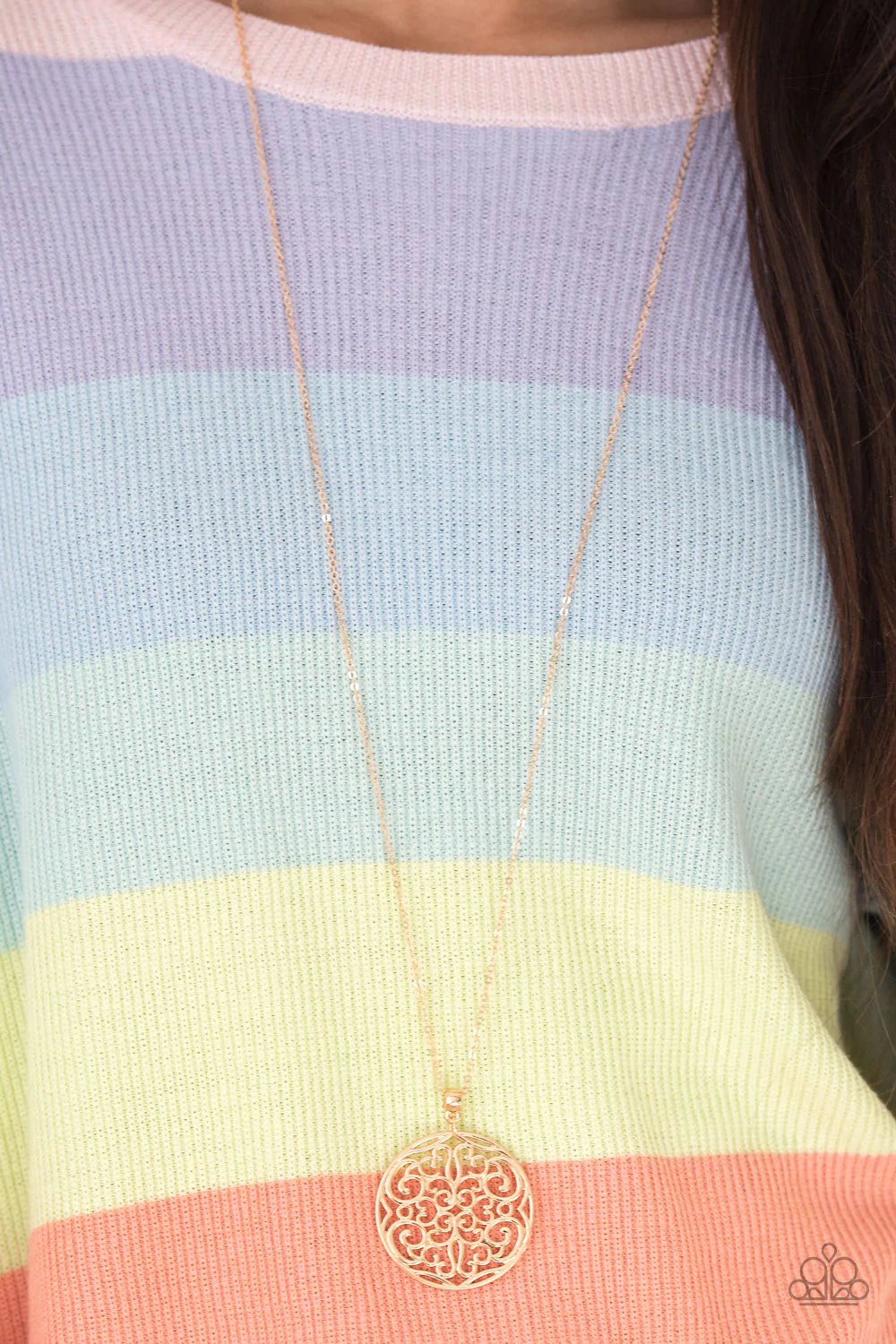 All About Me-Dallion Gold Paparazzi Necklace