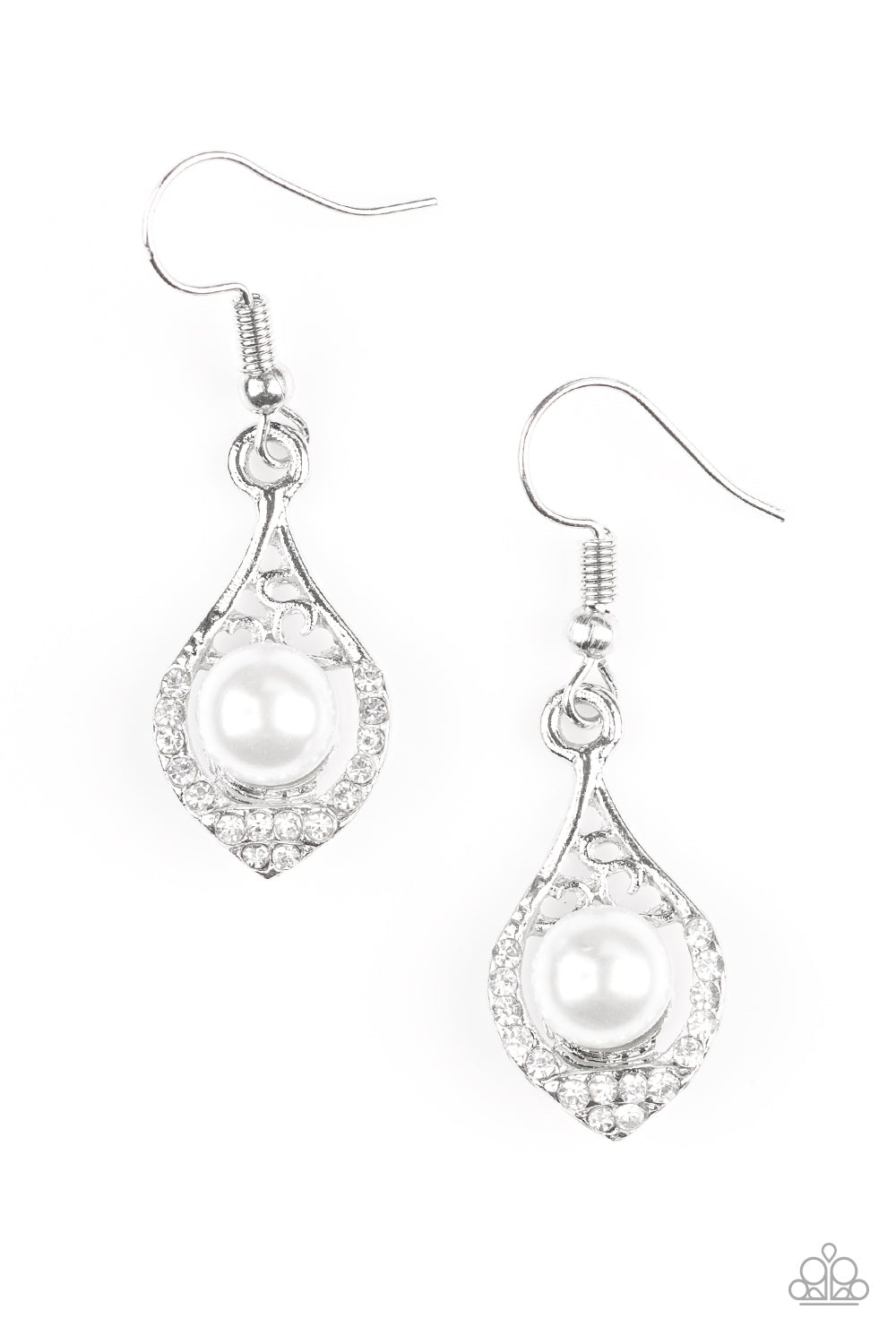 Westminster Waltz White Paparazzi Earrings