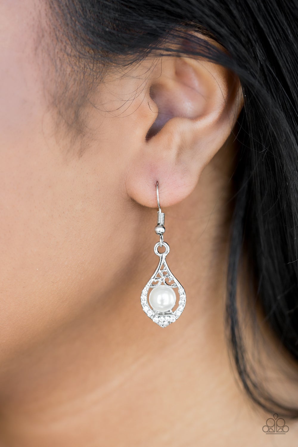 Westminster Waltz White Paparazzi Earrings