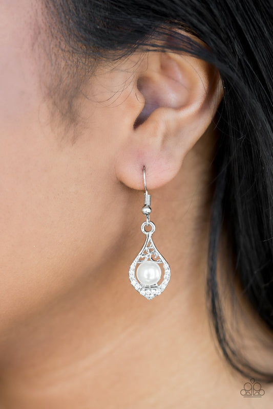 Westminster Waltz White Paparazzi Earrings