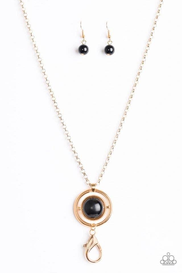 Always Front and Center Black Paparazzi Lanyard Necklace
