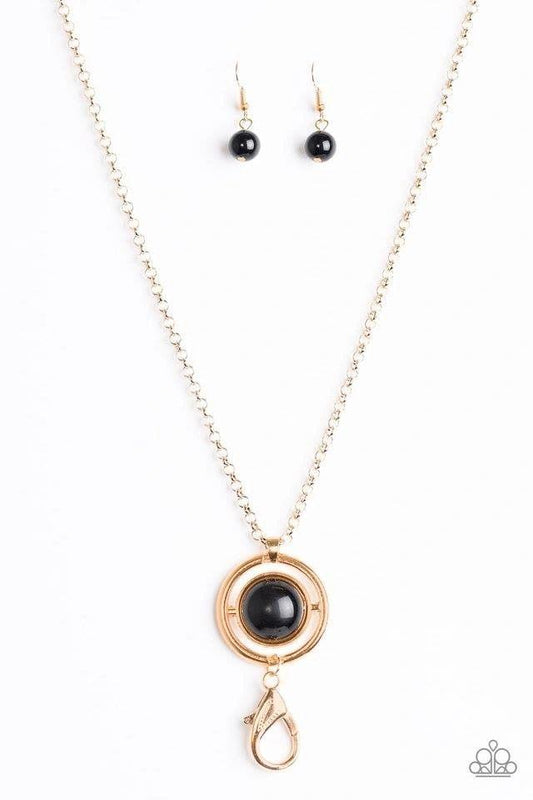Always Front and Center Black Paparazzi Lanyard Necklace