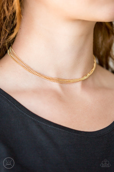 If You Dare - Gold Paparazzi Choker Necklace