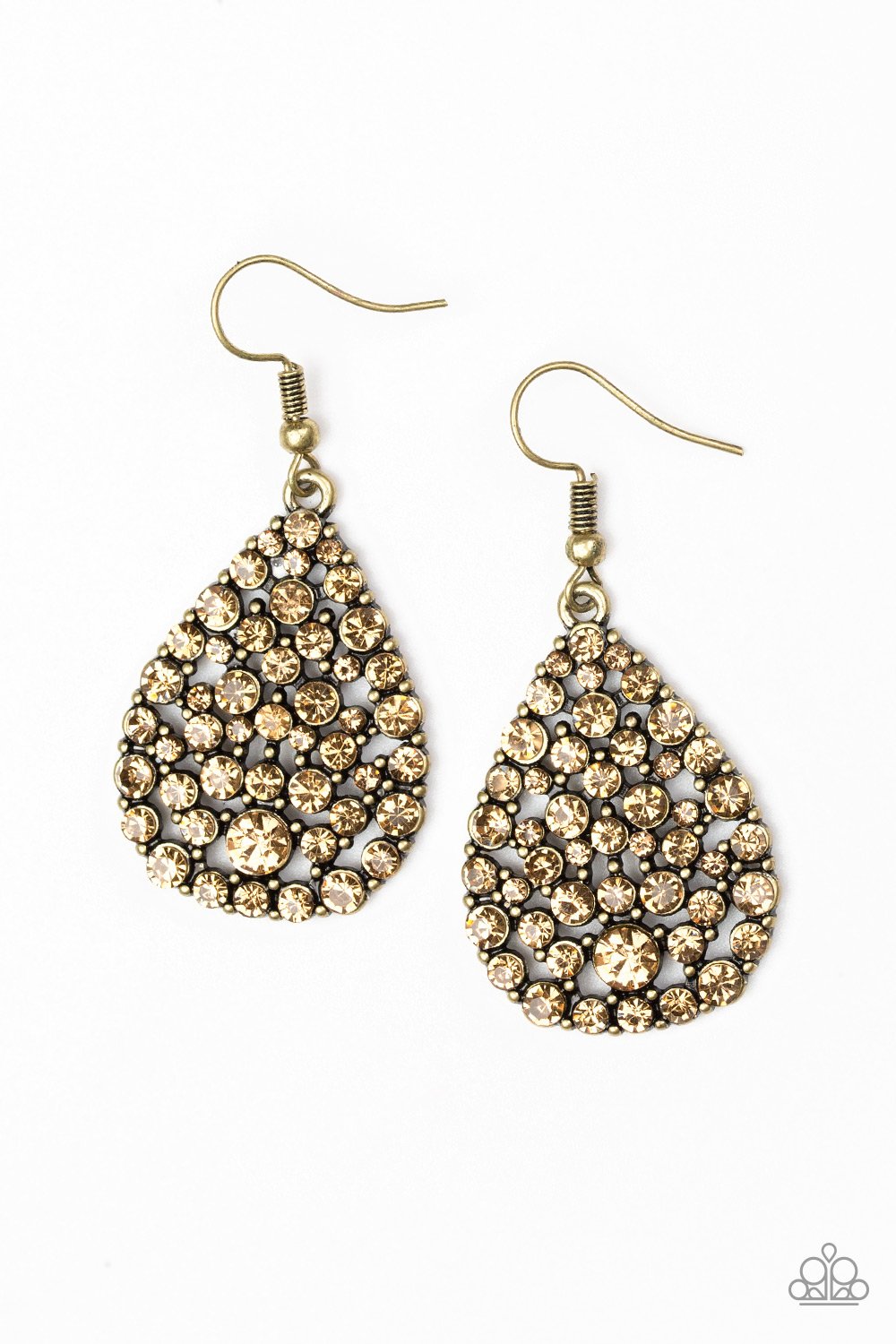 Sparkle Brighter Brass Paparazzi Earrings
