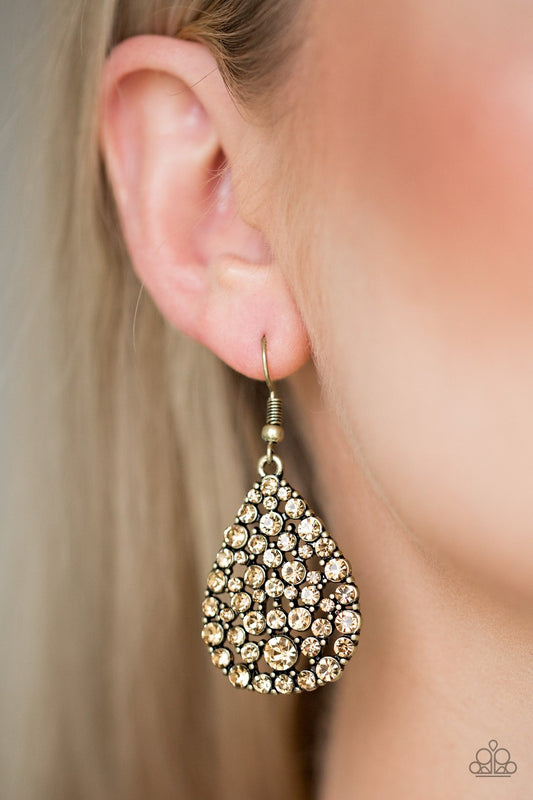 Sparkle Brighter Brass Paparazzi Earrings