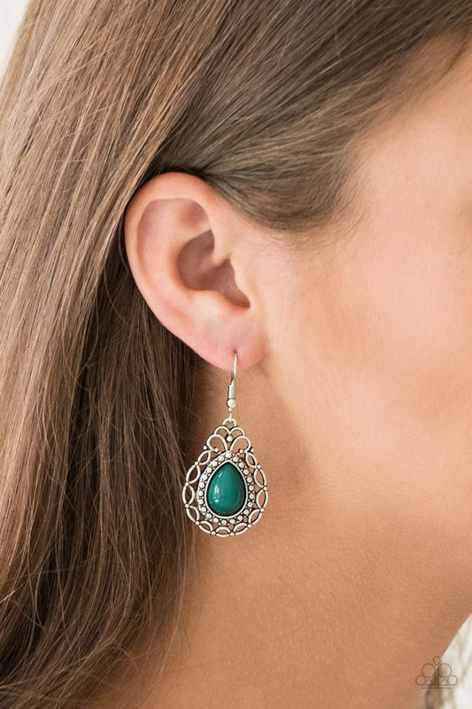Flirty Finesse - Green Paparazzi Earrings