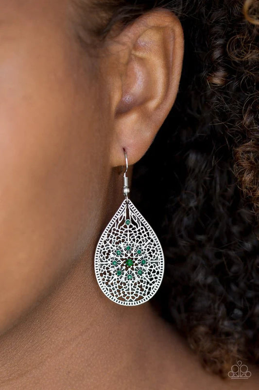 Dinner Party Posh Green Paparazzi Earrings