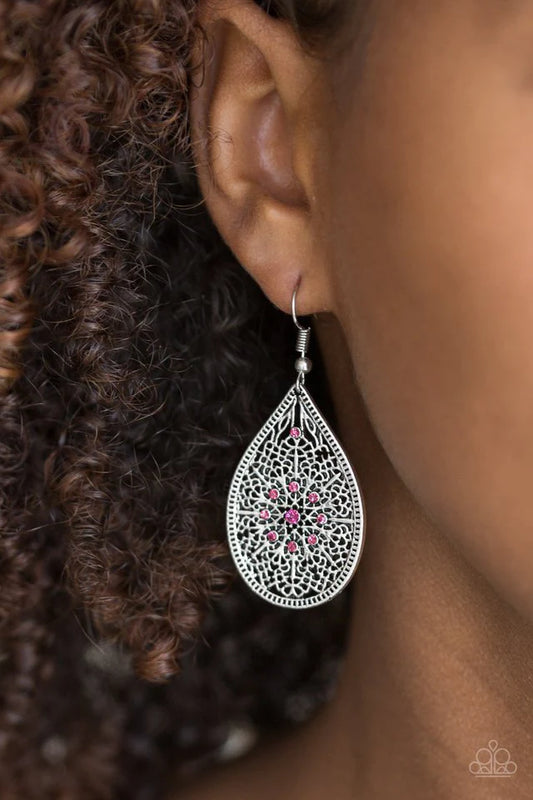 Dinner Party Posh Pink Paparazzi Earrings