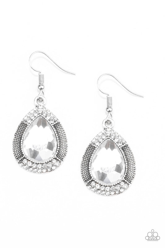 Grandmaster Shimmer - White Paparazzi Earrings