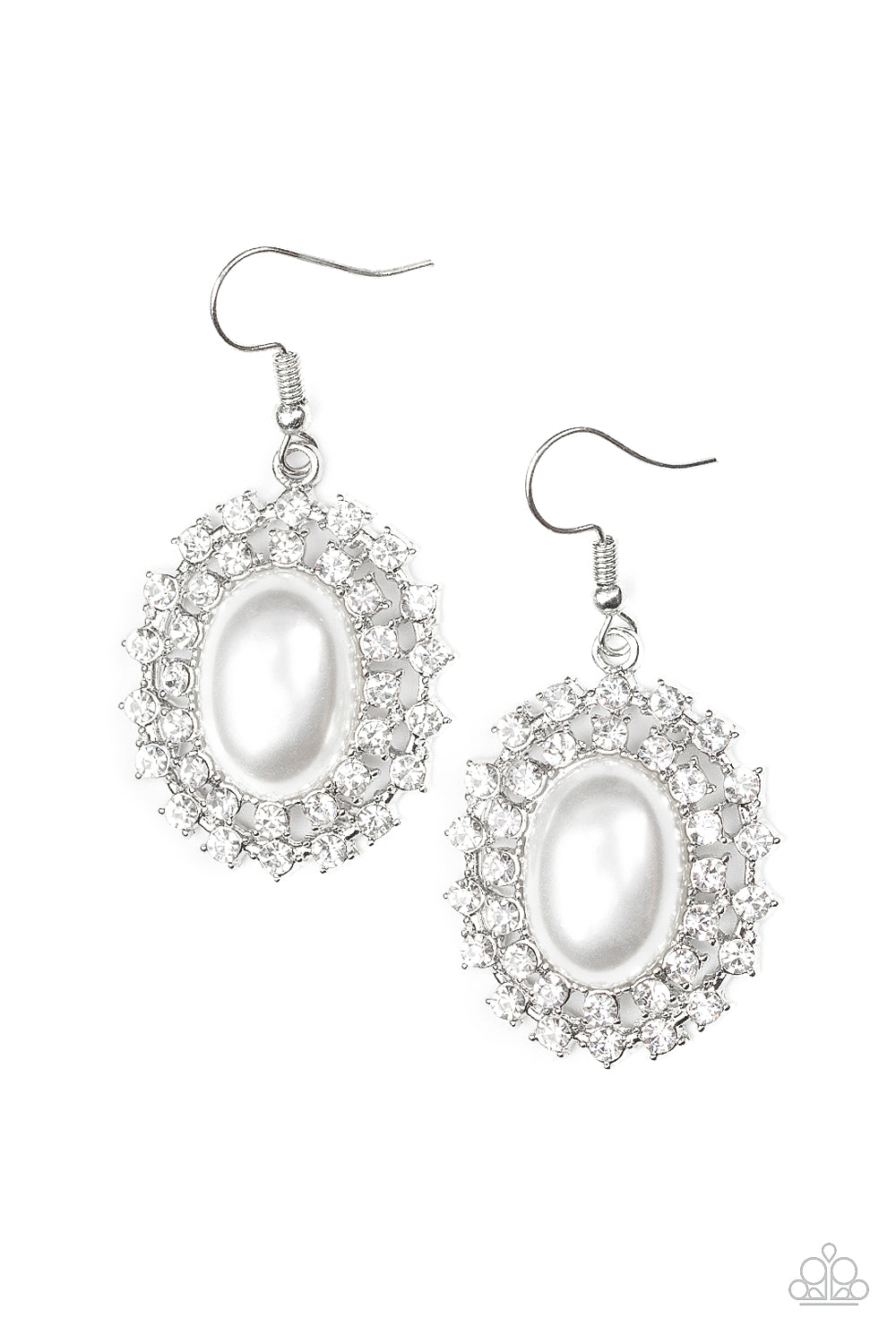 Mega Movie Star - White Paparazzi Earrings