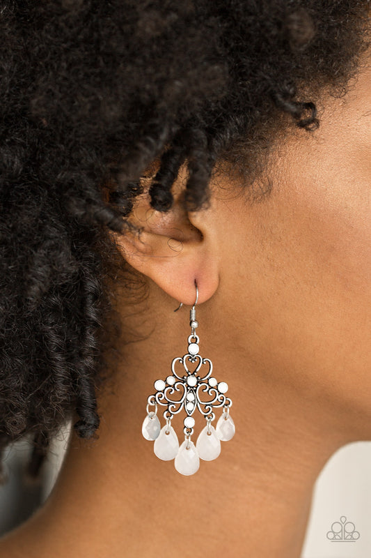 Dip It GLOW - White Paparazzi Earrings