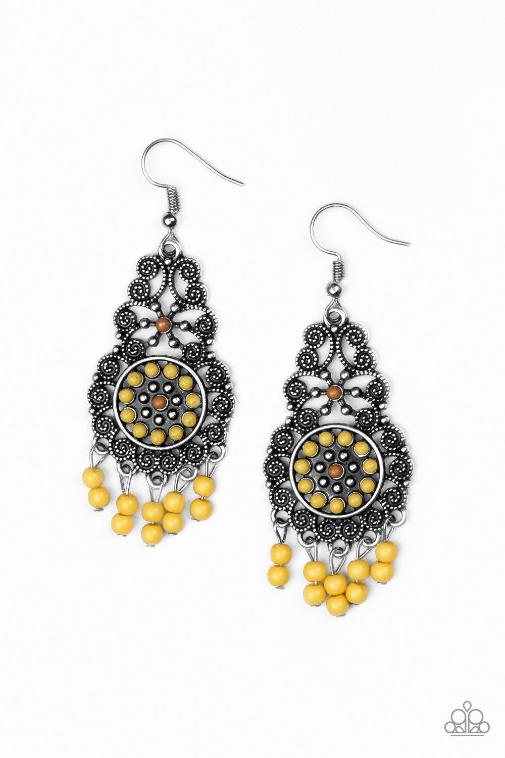 Courageously Congo Yellow Paparazzi Earrings