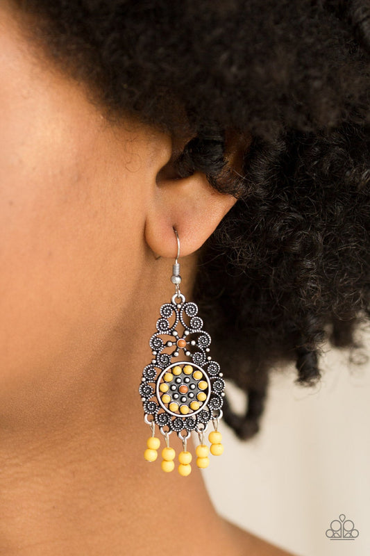 Courageously Congo Yellow Paparazzi Earrings