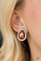 Old Hollywood Opulence - Brown Paparazzi Clip On Earrings
