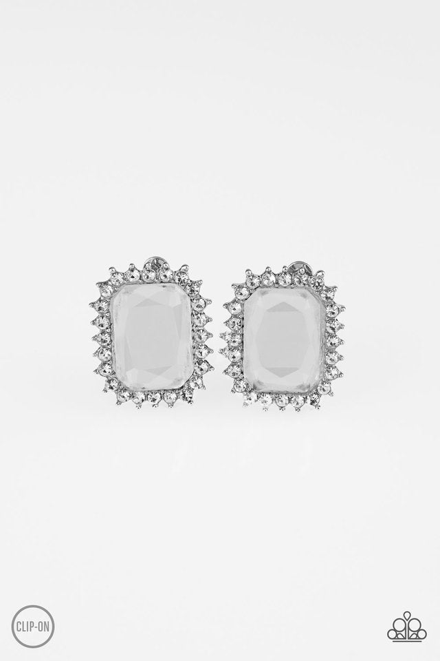 Insta Famous White Paparazzi Clip-On Earrings